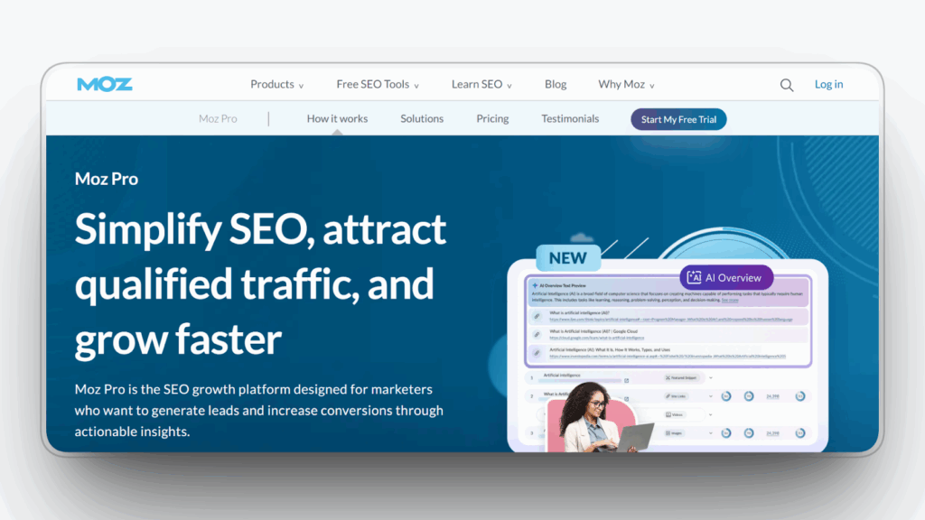 Moz Pro dashboard