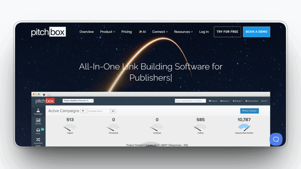 Pitchbox dashboard